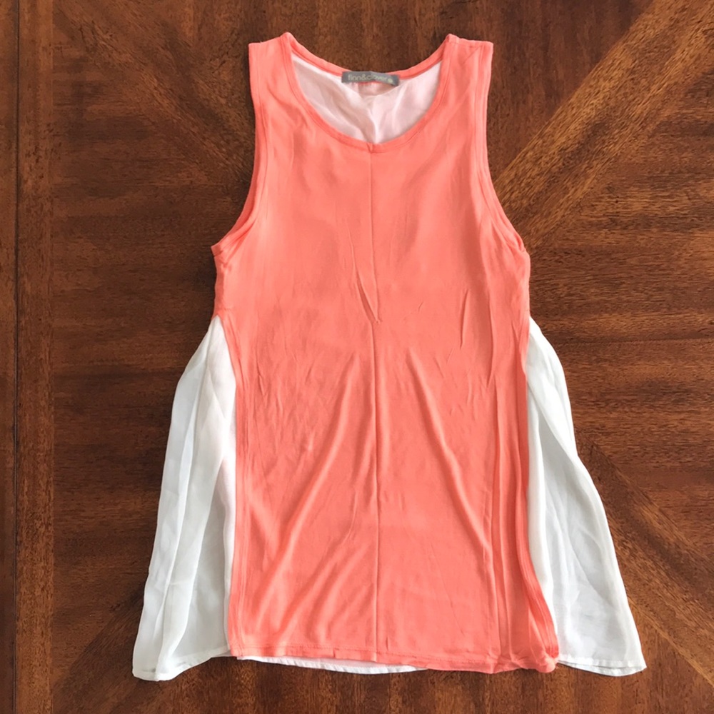 finn & clover Coral Pink Sleeveless Layered Blouse Top M